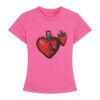 Playful Strawberry and Bee Graphic Pink Regular Shoulder T-Shirt