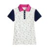 All-Over Star Print Contrast Color Lapel Fashion T-Shirt