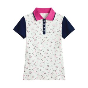 All-Over Star Print Contrast Color Lapel Fashion T-Shirt