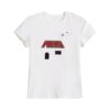 White T-Shirt with Unique House Graphic Design