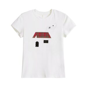 White T-Shirt with Unique House Graphic Design
