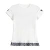 White Crew Neck Ruffle Hem T-Shirt