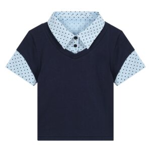 Light Blue Polka Dot Patchwork Design T-Shirt