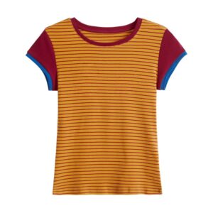 Striped Colorblock Unique Statement T-Shirt
