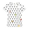 White Regular Shoulder T-Shirt with Polka Dot Fruit and Ruffle Detail