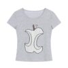 Polka Dot Apple Core Graphic Ash Grey T-Shirt